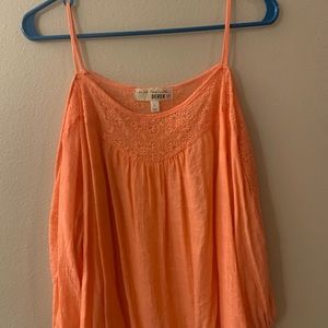 Peach Crochet Open Shoulder Summer Blouse
